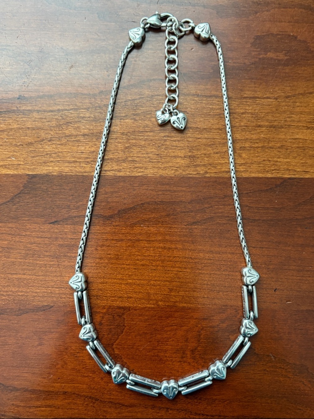 Brighton Pompeii Heart Linked  Necklace Silver plated